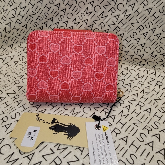 NWT JOLENE COUTURE Boutique Heart design Wallet Red with twist lock & zipper - Picture 5 of 8